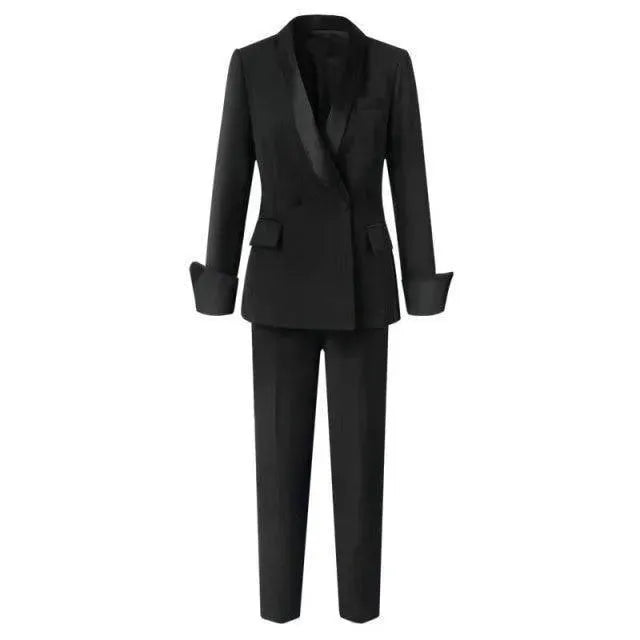 Women's Elegant Tuxedo Pantsuit - Formal Business Suit for Office, Wedding & Special Occasions - Professional Blazer & Pants Set for Ladies