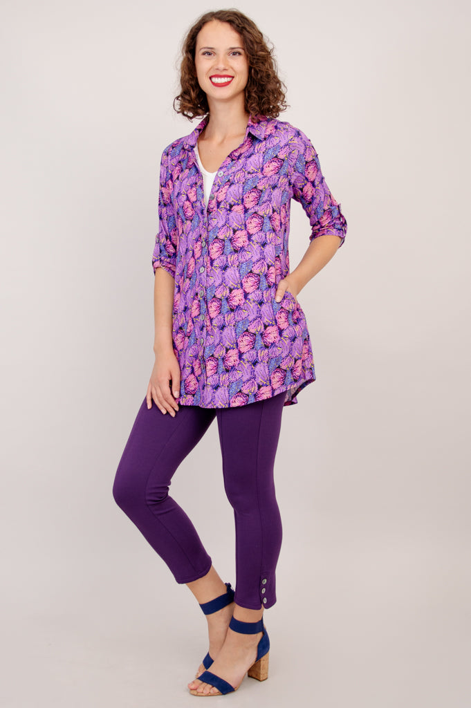 Celine Blouse with Petals Design - Soft Linen Bamboo Fabric for Women - Perfect for Office Wear & Summer Outfits