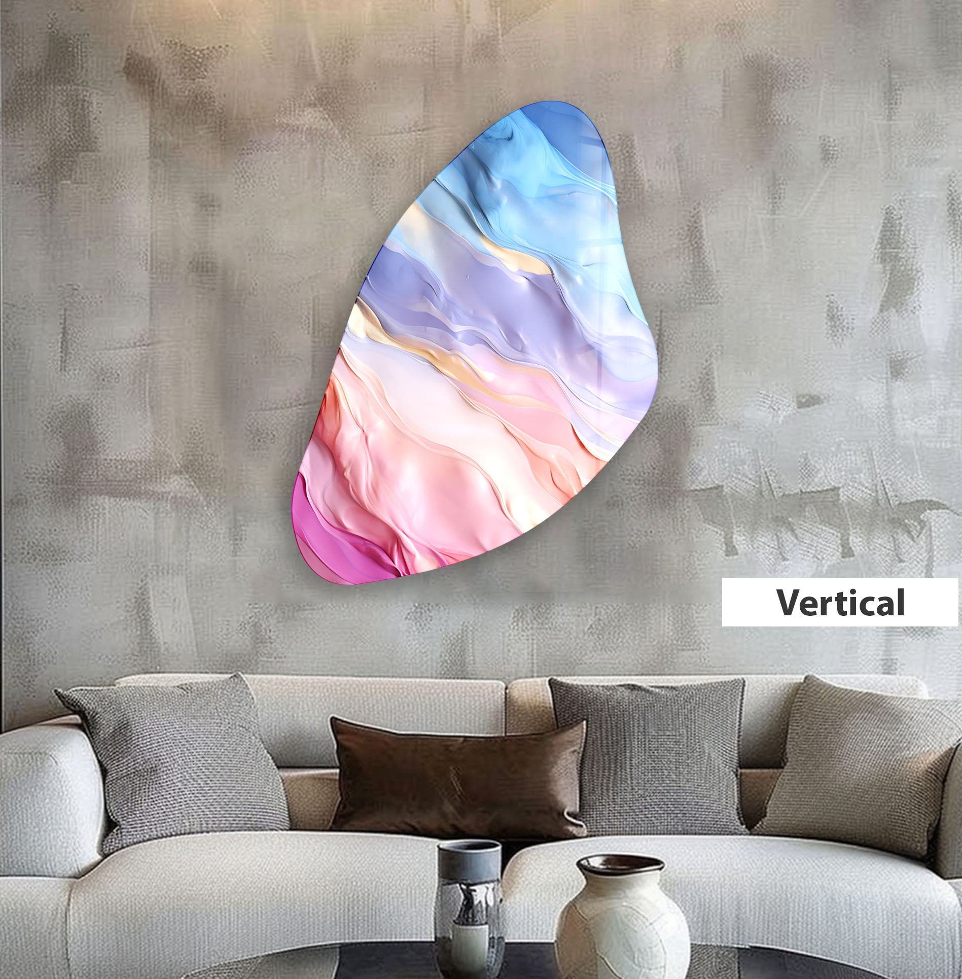 Abstract Pink Aesthetic Glass Wall Art - Modern Home Decor for Living Room, Bedroom & Office - Handmade Glass Painting for Unique Interior Design