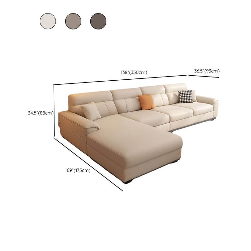 Modern L-Shaped Leather Upholstered Sectional Sofa with Chaise Lounge & Hidden Support - Perfect for Living Room, Home Theater & Lounge Areas