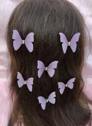 Rubella Women's Crystal Pearl Butterfly Hair Clips - 6 Pack Elegant Hairpins for Wedding, Party & Special Occasions
