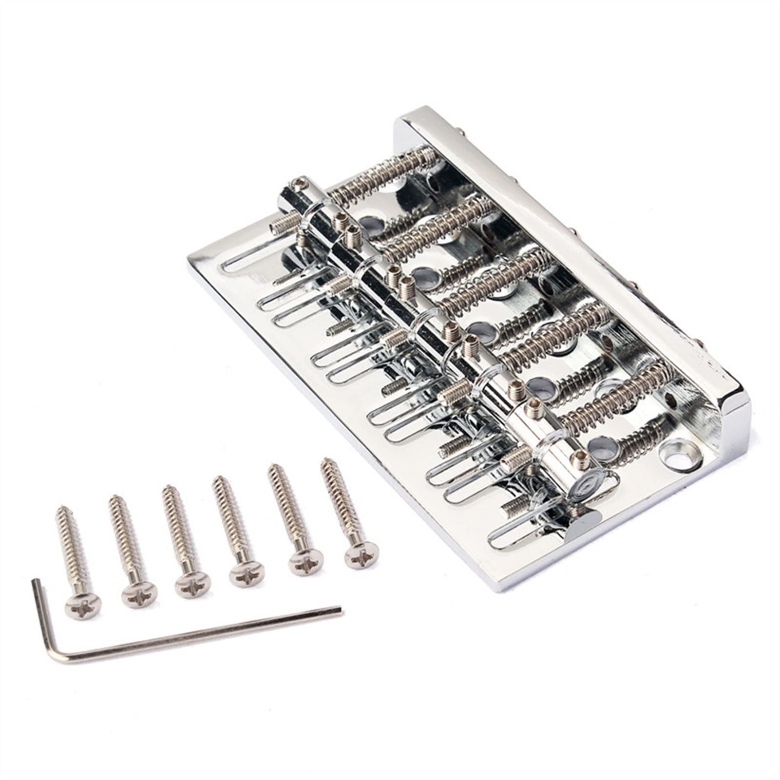 5-Piece Silver Iron Bass Bridge Set for Electric Guitar - High-Quality Replacement Parts & Accessories - Perfect for DIY Repairs, Upgrades & Professional Use