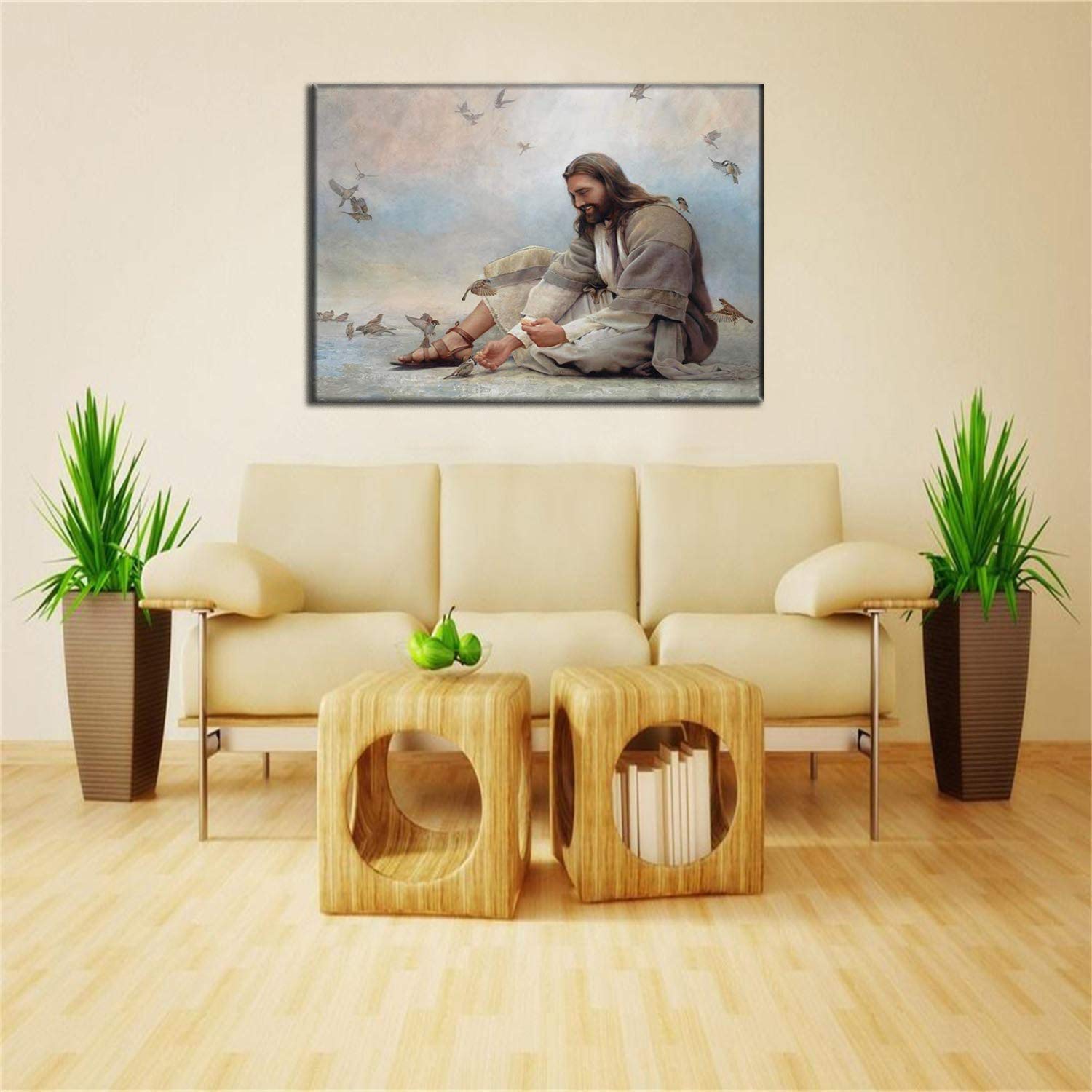 ZENDA Framed Jesus Picture - The Hand of God Wall Art for Home Decor, Ready to Hang Christian Religious Painting for Bedroom, Office & Church (12x16 Inch)