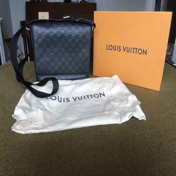 LV District PM Damier Infini Leather Onyx Crossbody Bag - Luxury Designer Handbag for Women, Perfect for Work, Travel & Everyday Use