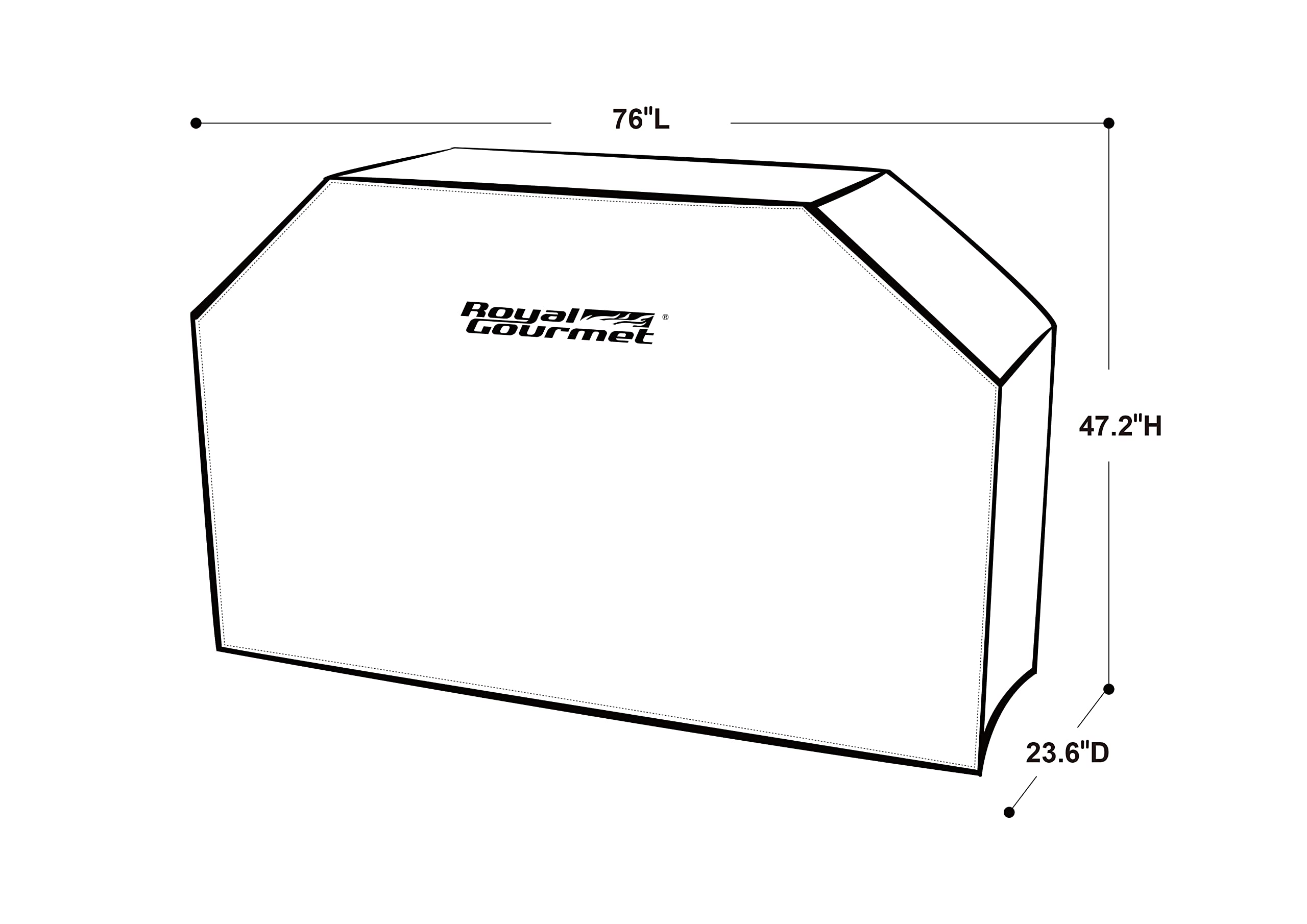 Royal Gourmet CR7605 76-Inch Heavy Duty Grill Cover - Waterproof & Weatherproof Oxford Polyester BBQ Cover for Outdoor Gas & Charcoal Grills - Perfect for Patio, Backyard, and Camping Use