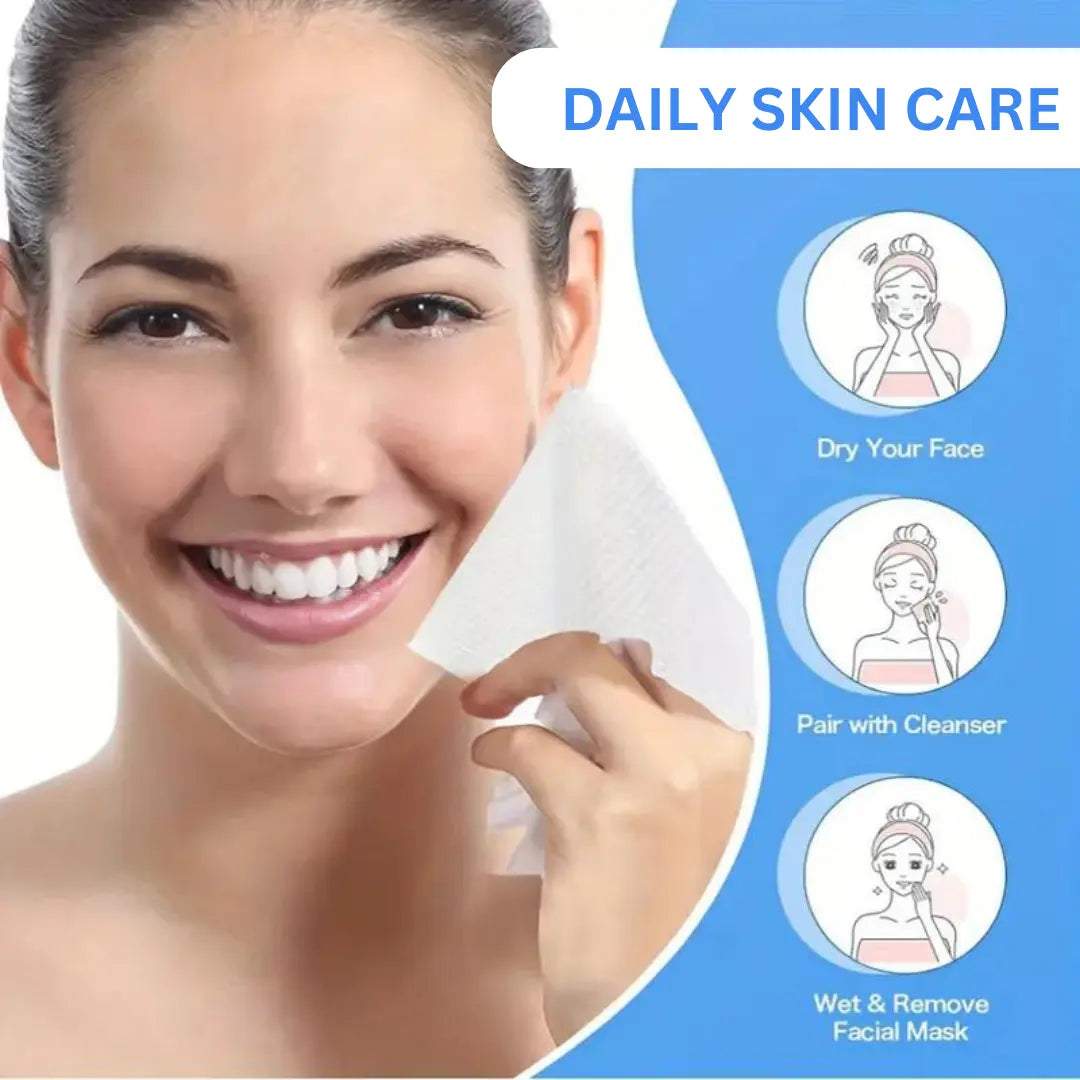 Soft Disposable Cotton Face Towels - 100% Natural & Hypoallergenic - Perfect for Travel, Gym & Skincare Routine