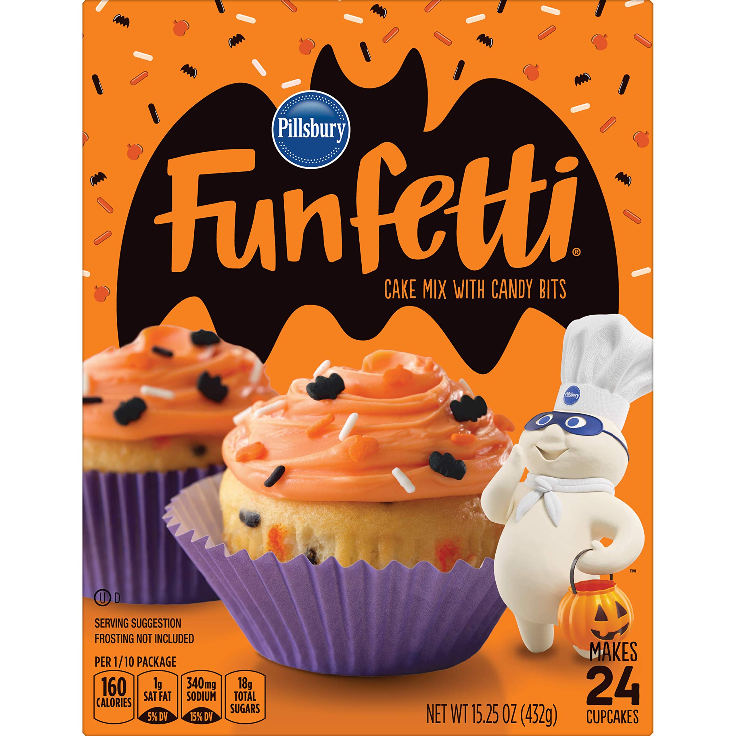 Pillsbury Funfetti Halloween Cake Mix with Candy Bits - 15.25 oz Box | Easy Baking Mix for Spooky Treats, Birthday Parties & Holiday Desserts