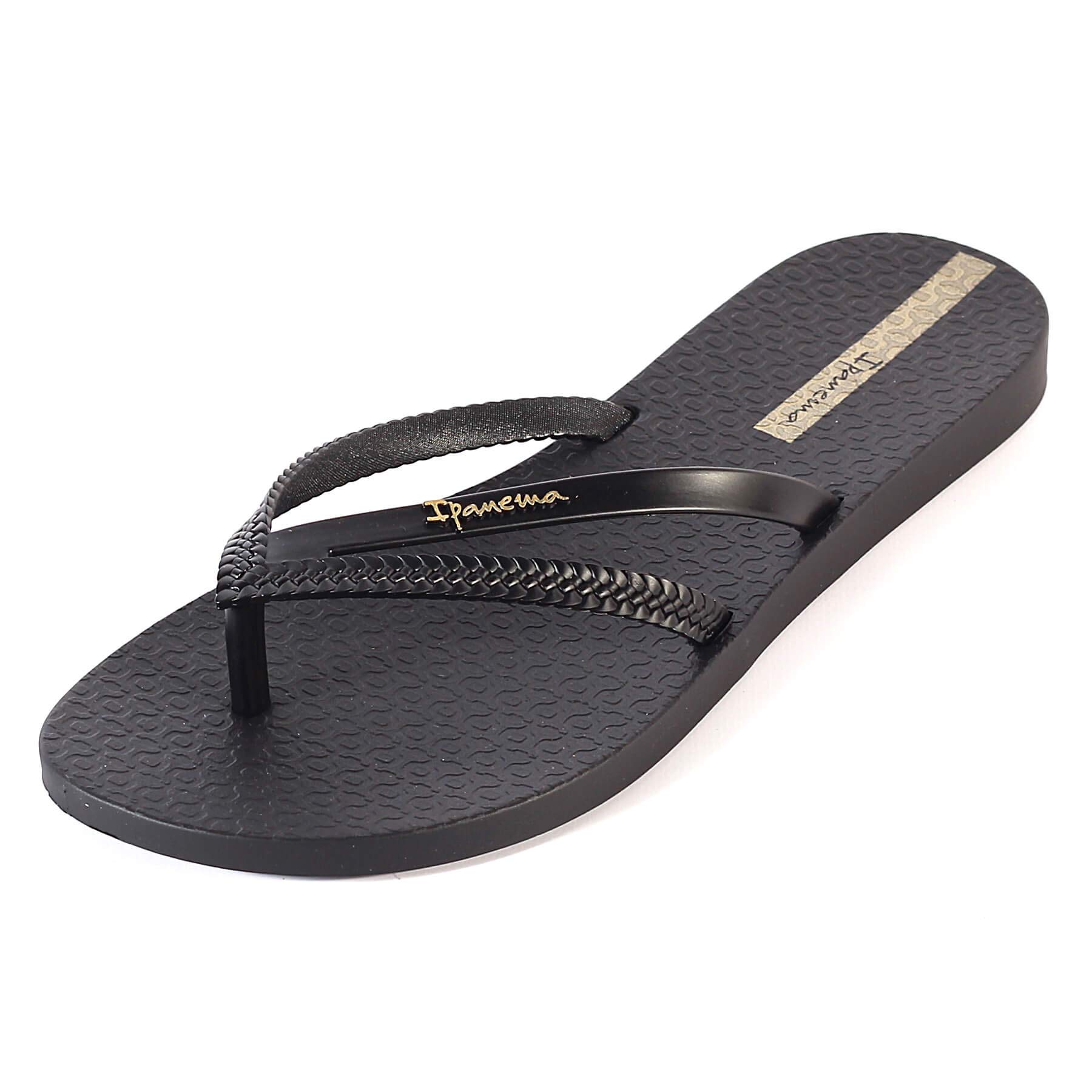Ipanema Women's Comfortable Beach & Pool Sandals - Slip Resistant Flip Flops for Vacation, Waterpark & Summer Outings - Black, Size 9-10 US