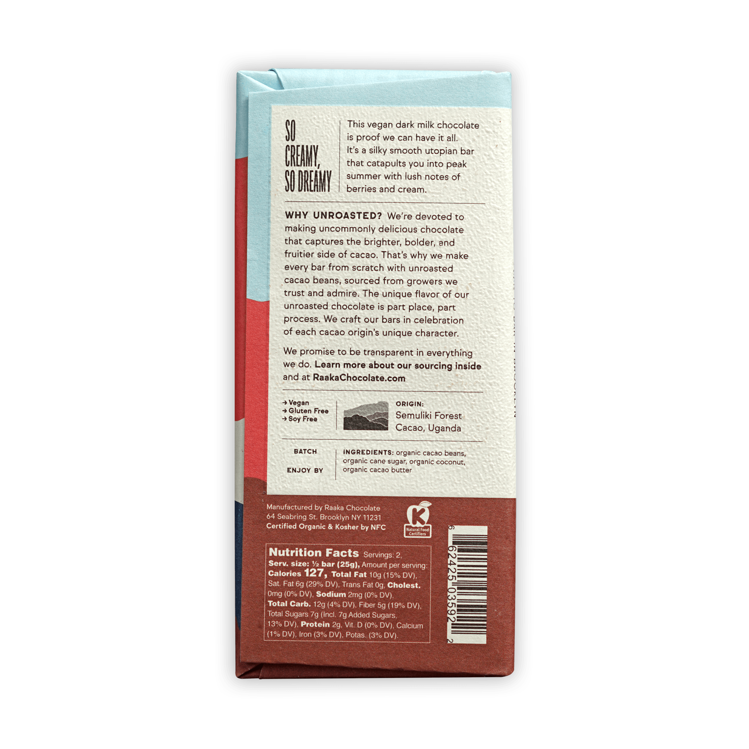 Organic Raaka 60% Coconut Milk Chocolate Bar - Dairy-Free Vegan Dark Chocolate for Baking, Gifts & Healthy Snacking