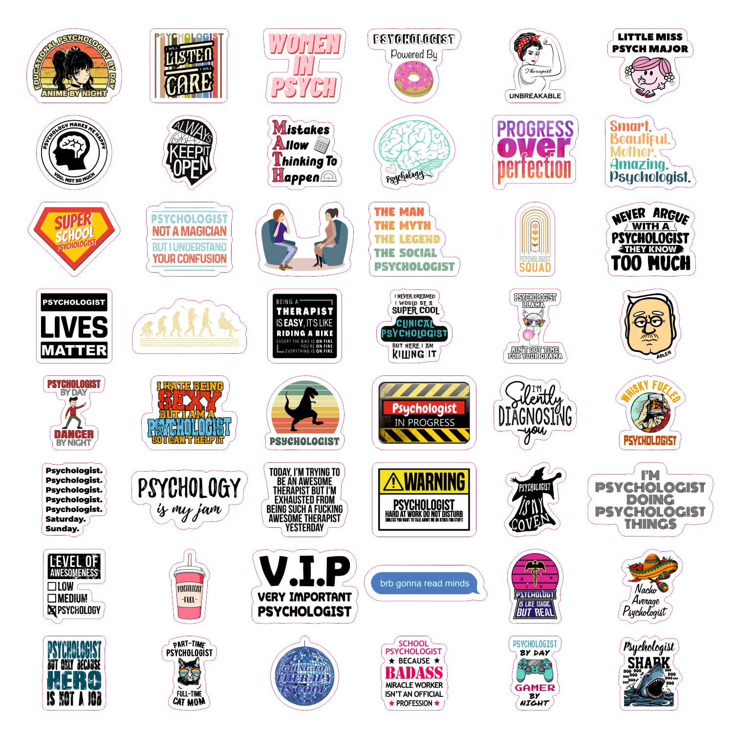 Psychologist Stickers & Therapist Stickers - Waterproof Vinyl Decals for Laptops, Notebooks, Therapy Offices | Perfect for Mental Health Professionals, Counselors, and Psychology Students