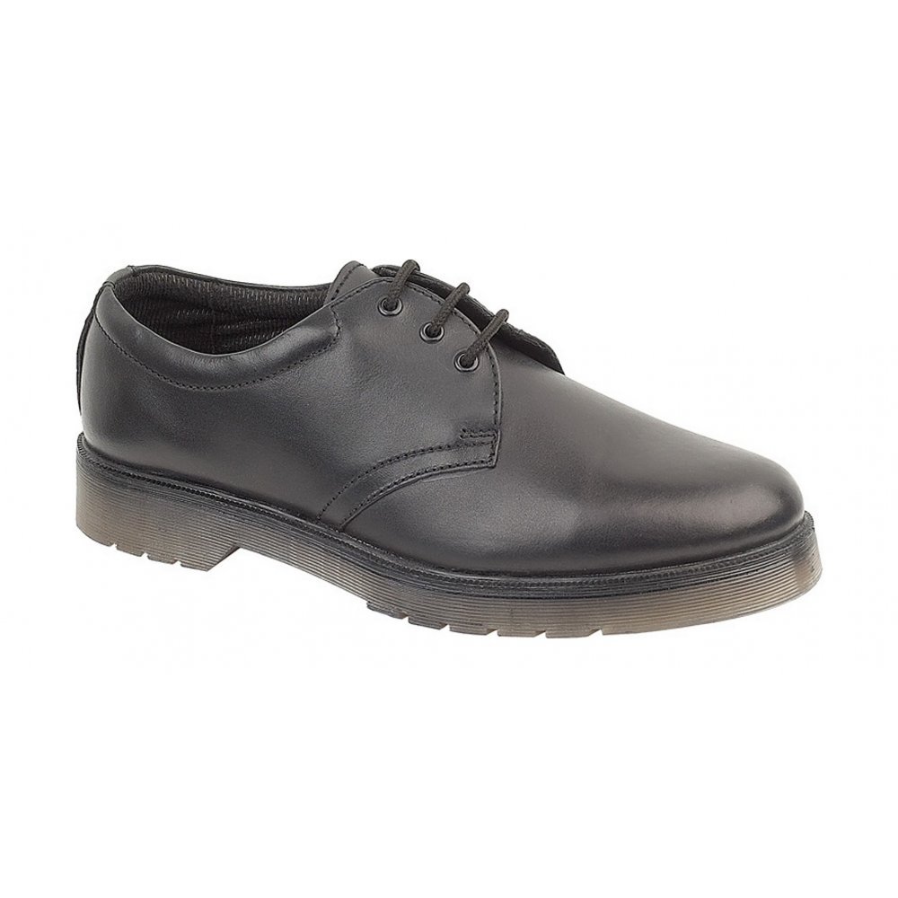 Men's & Women's Aldershot Gibson Black Leather Shoes - UK 3 / EU 36 - Comfortable Formal & Casual Footwear for Work, Office & Daily Wear