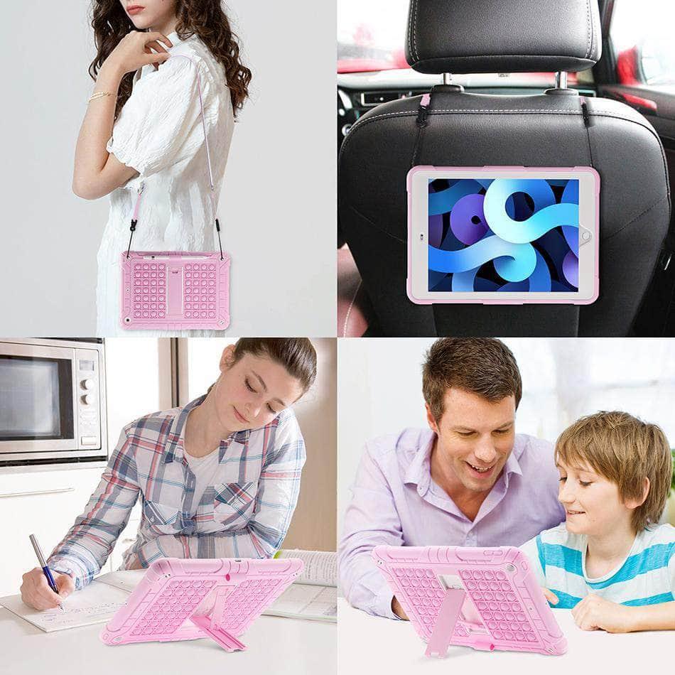 Rainbow Bubble Silicone Case for iPad Air 4 - Anti Anxiety Stress Relief Squeeze Toy - Perfect for Office, School & Travel Stress Relief