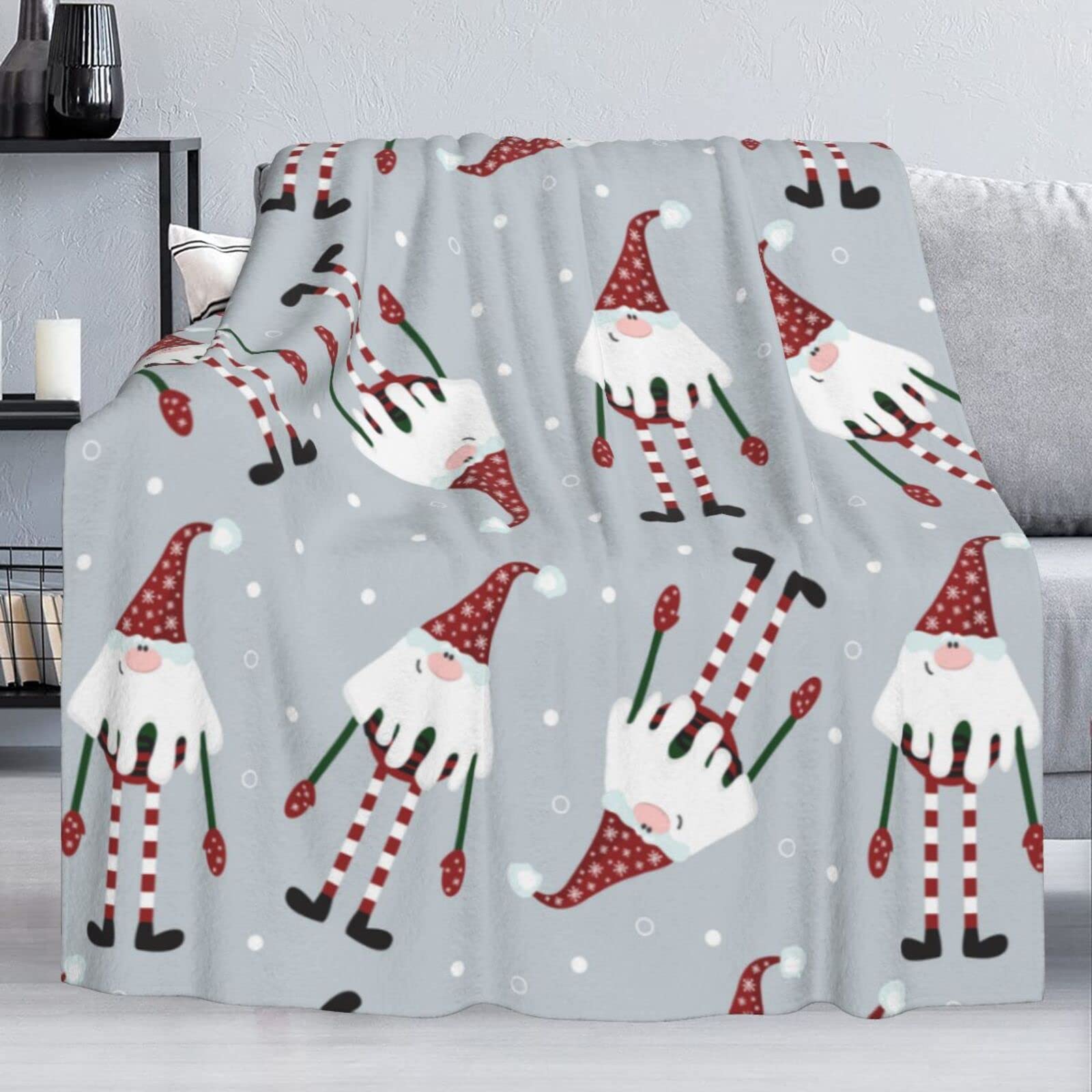 Super Soft Cute Christmas Gnomes Fuzzy Flannel Blanket Throw 40