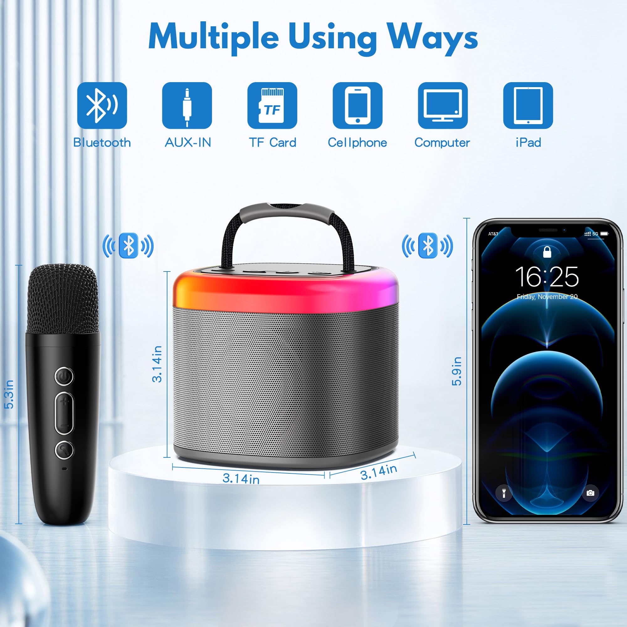 JYX Mini Karaoke Machine for Kids & Adults - Portable Bluetooth Speaker with Party Lights, Wireless Microphone - Perfect for Home Parties, Birthday Gifts & Family Gatherings | Great for Indoor Entertainment, Singing Practice & Holiday Celebrations