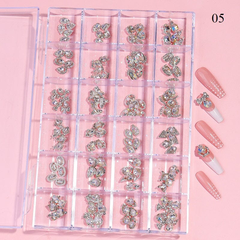 3D Crystal Charm Jewelry - 24 Grid Display Box for Necklaces, Bracelets & Earrings | Perfect for Gift Giving, Travel & Organizing Accessories