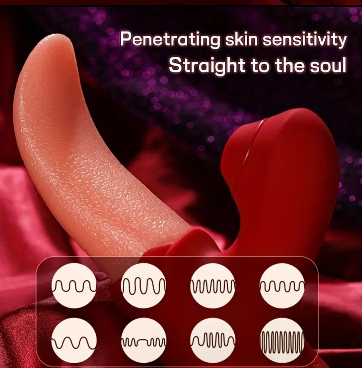 3-in1 Rose Tongue Vibrator for Women - Clit Sucker, G Spot & Nipple Stimulator with Anal Dildo | Adult Sex Toy for Clitoral Stimulation & Pleasure | Perfect for Solo Play, Couples & Sensual Massage