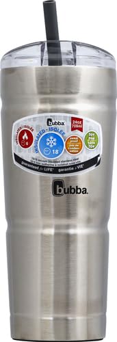 Bubba Brands Envy S 24oz Vacuum-Insulated Stainless Steel Tumbler with Lid & Straw - BPA-Free, Leak-Proof - Keeps Drinks Cold for Hours - Perfect for Iced Coffee, Water, Smoothies - Great for Travel, Office, Gym & Outdoor Activities
