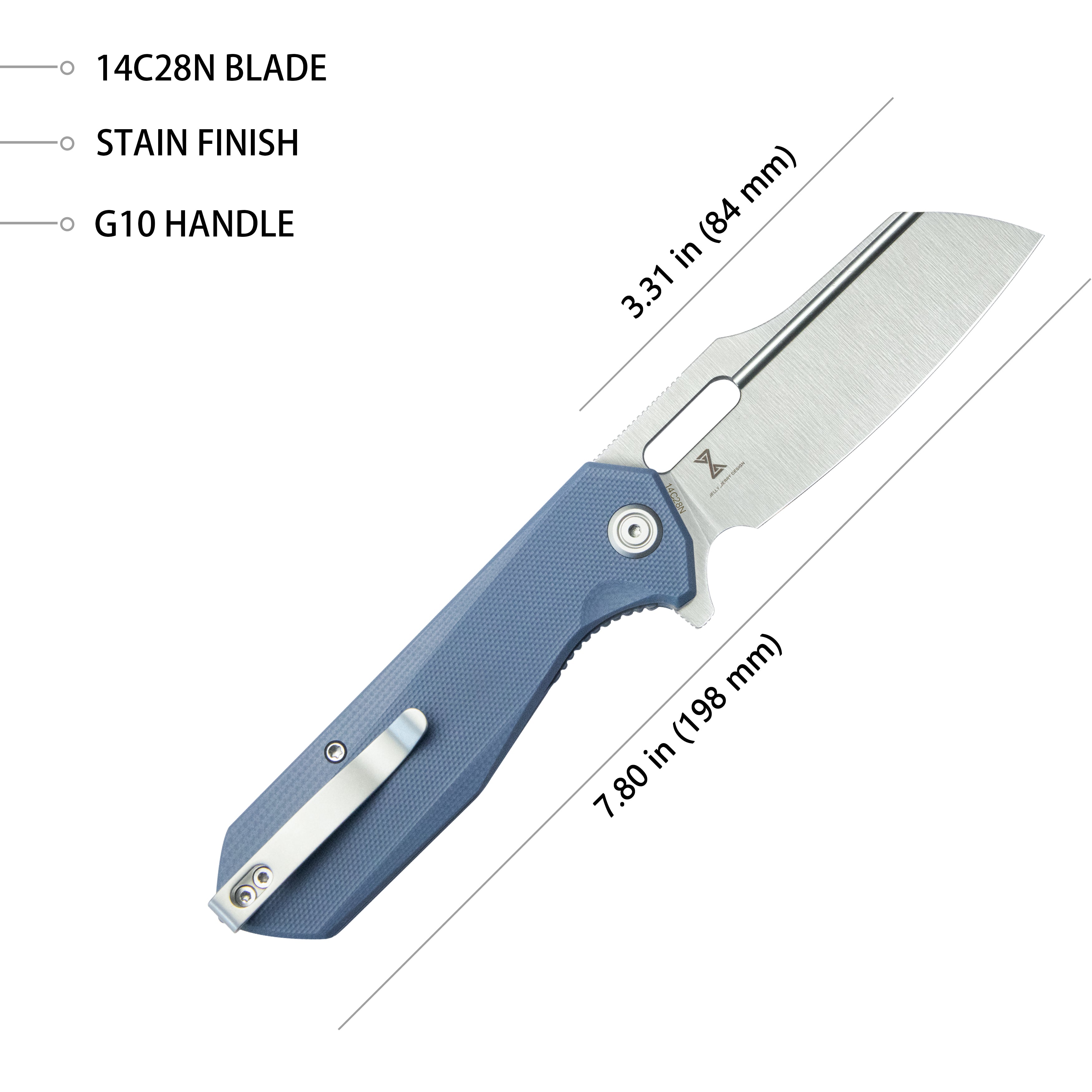 Kubey Atlas Liner Lock Folding Knife - Blue G10 Handle, 3.31