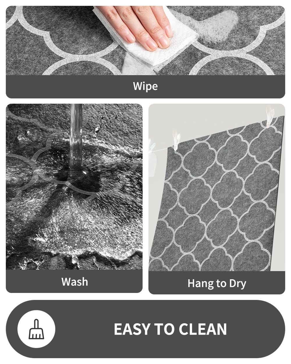 COCOER Absorbent Under Sink Mat - 100% Waterproof Non-Slip Kitchen & Bathroom Cabinet Liner - Machine Washable 24