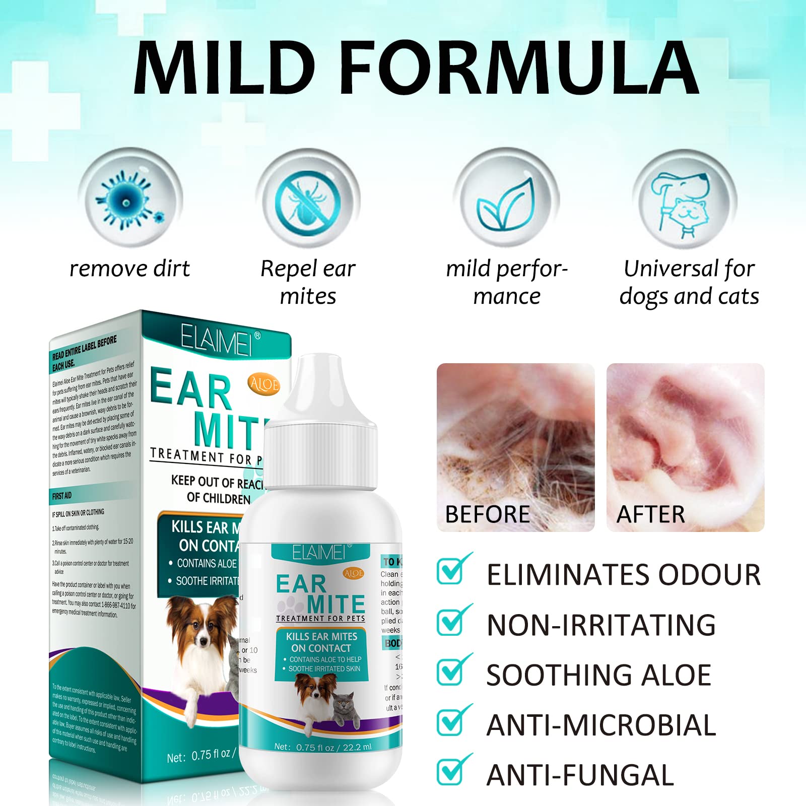 Natural Dog Ear Cleaner Solution for Ear Infections & Mites - Safe Ear Cleaning Treatment for Dogs & Cats - Soothes Itchy Ears & Promotes Healthy Ear Canals - Perfect for Regular Pet Grooming & After Bath Care