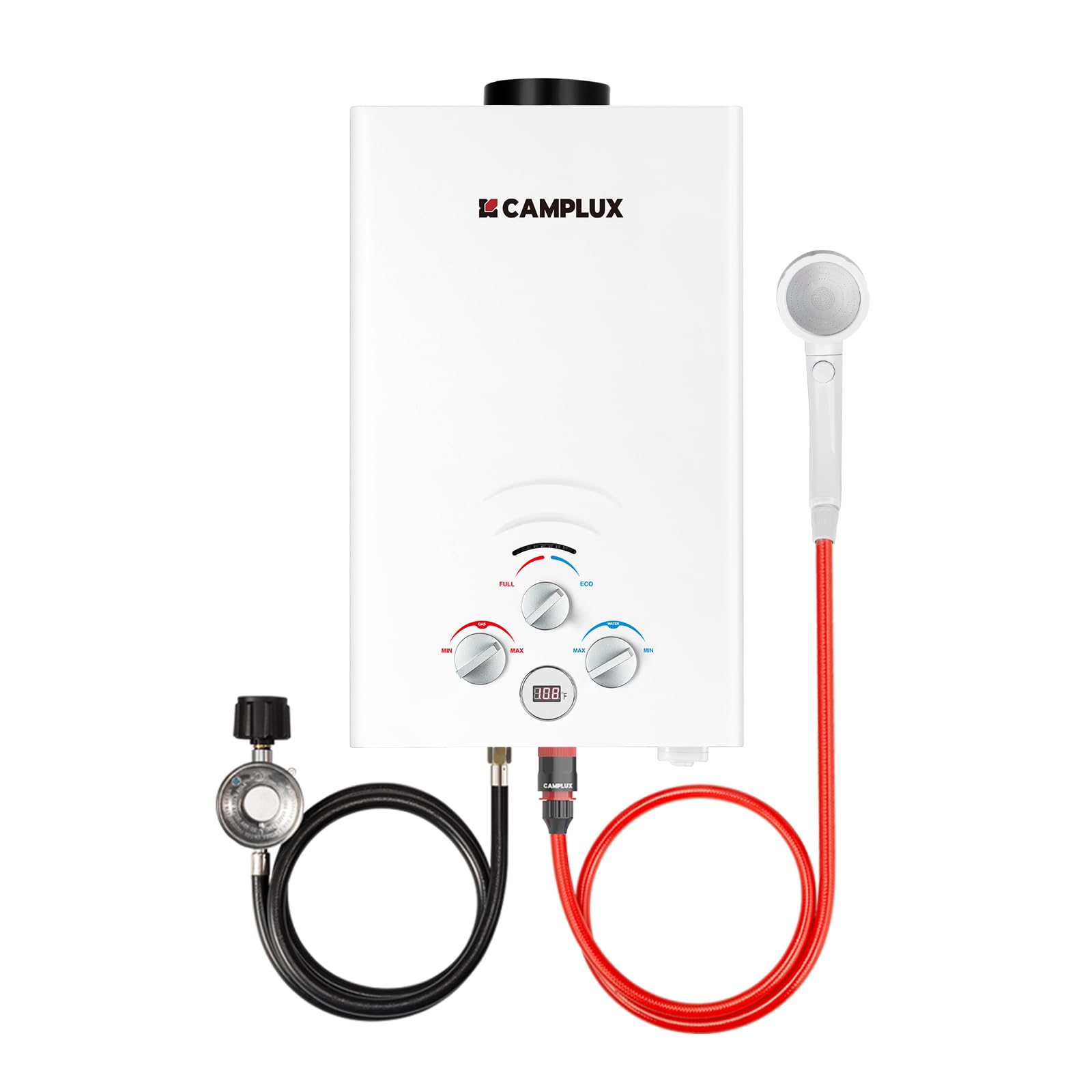 CAMPLUX 2.11GPM Portable Propane Water Heater - 55,000 BTU Outdoor Tankless Water Heater for Camping, RV, Hunting & Off-Grid Living - Instant Hot Water System (Model BW211, White) - Perfect for Showers, Washing Dishes & Outdoor Cleaning