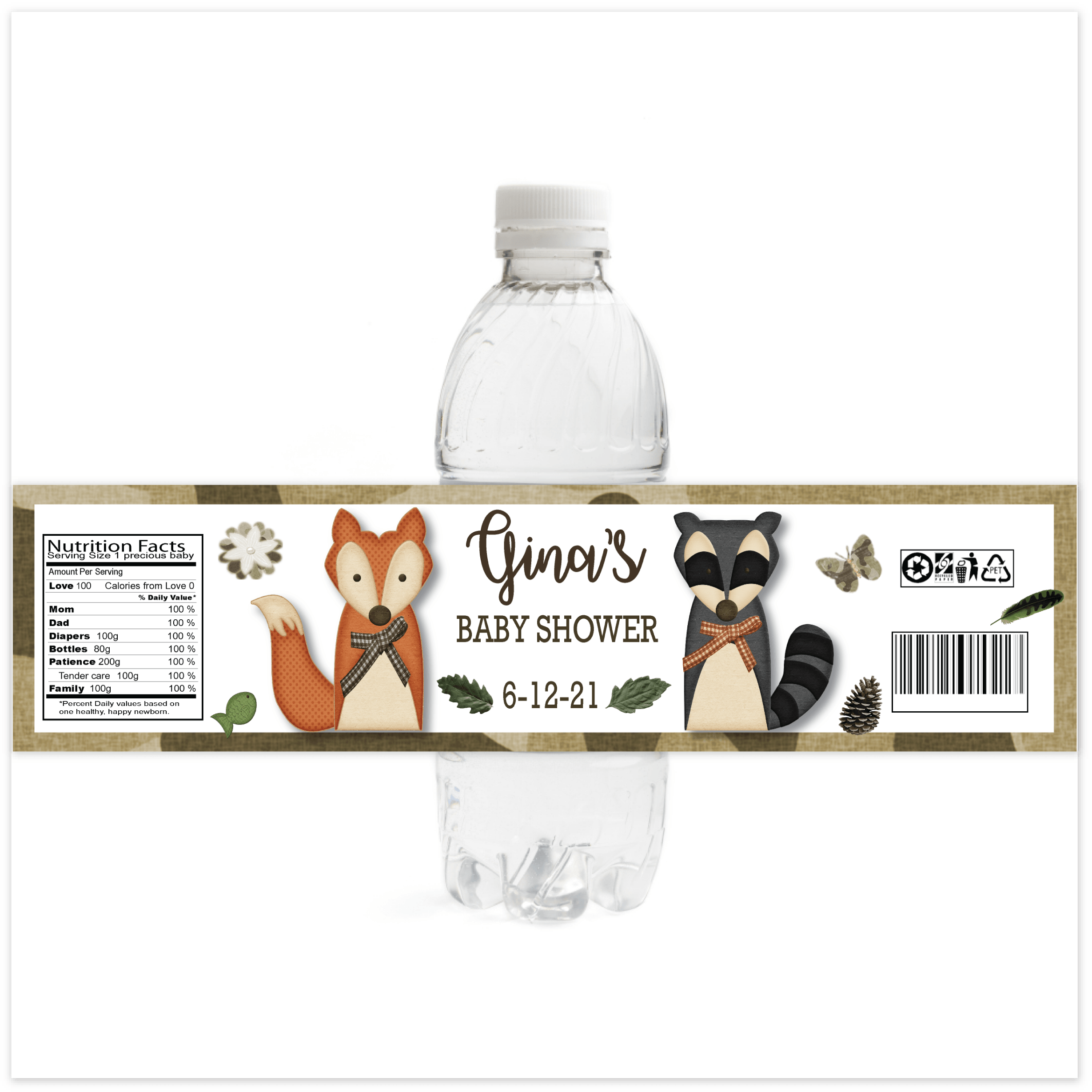 Woodland Animals Baby Shower Water Bottle Labels - Adorable Forest Creature Stickers for Baby Shower Party Decorations - Perfect for Baby Showers, Gender Reveals and Nursery Decorations