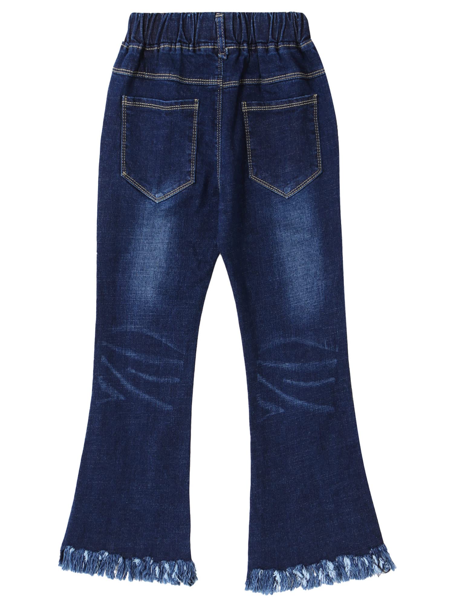 Aislor Girls Flare Pants for Kids - Bell Bottom Denim Jeans with Ruffle Bowknot & Tassel Hem | Cute Casual Outfit for School, Playdates & Family Photos
