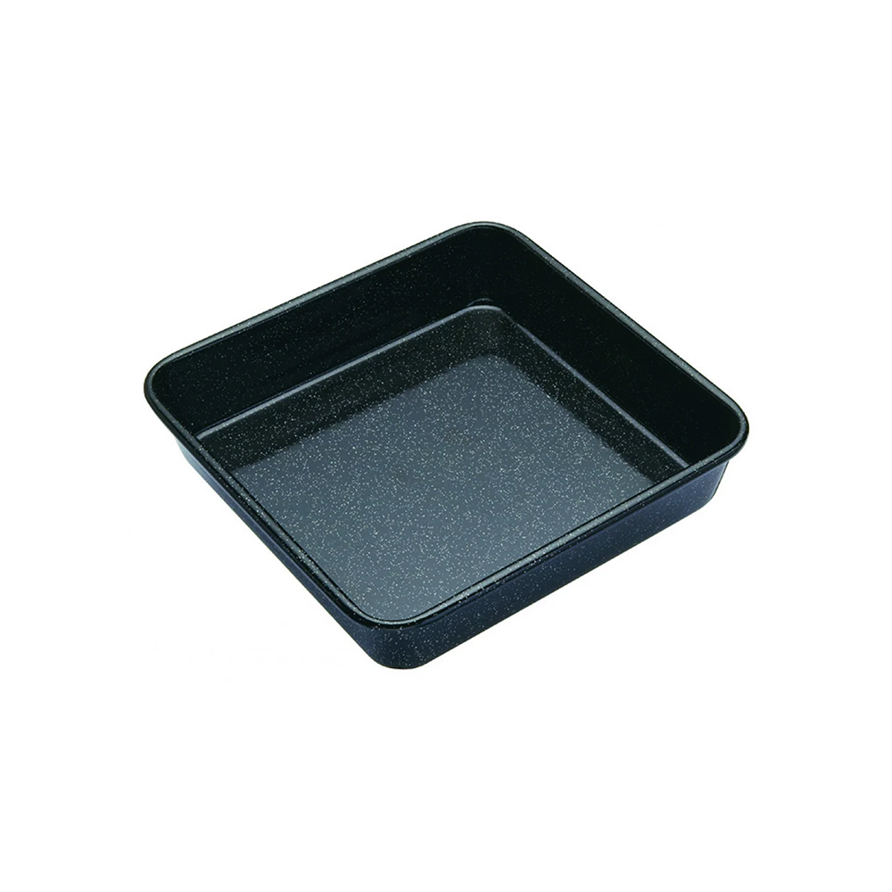 Square Enamel Roasting Tin 24cm - Premium Baking Dish for Roasting Vegetables, Chicken & Desserts | Perfect for Oven, Grill & Camping Cooking