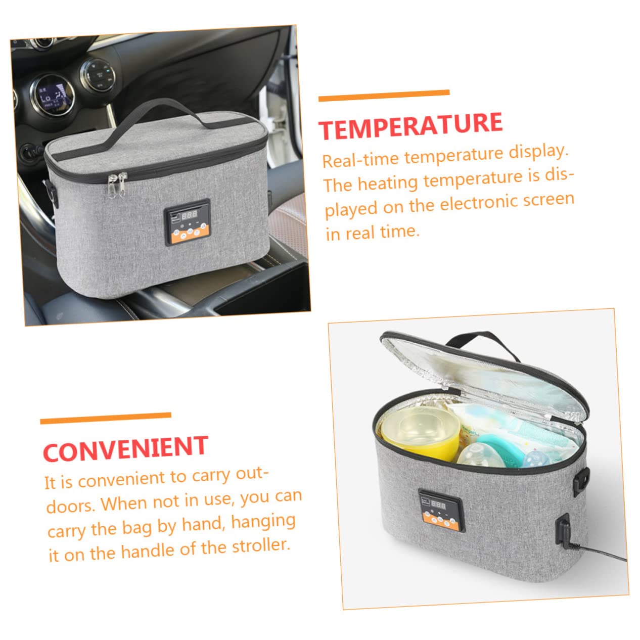 Portable Baby Bottle Warmer Bag - Travel Car Bottle Heater for Breastmilk & Food - Compact & Easy to Store - Perfect for On-the-Go Parents, Road Trips & Outdoor Adventures
