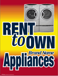 Rent to Own Appliances Vinyl Window Sign - Custom Business Advertising for Furniture & Electronics Stores - Perfect for Retail Displays & Storefront Promotions