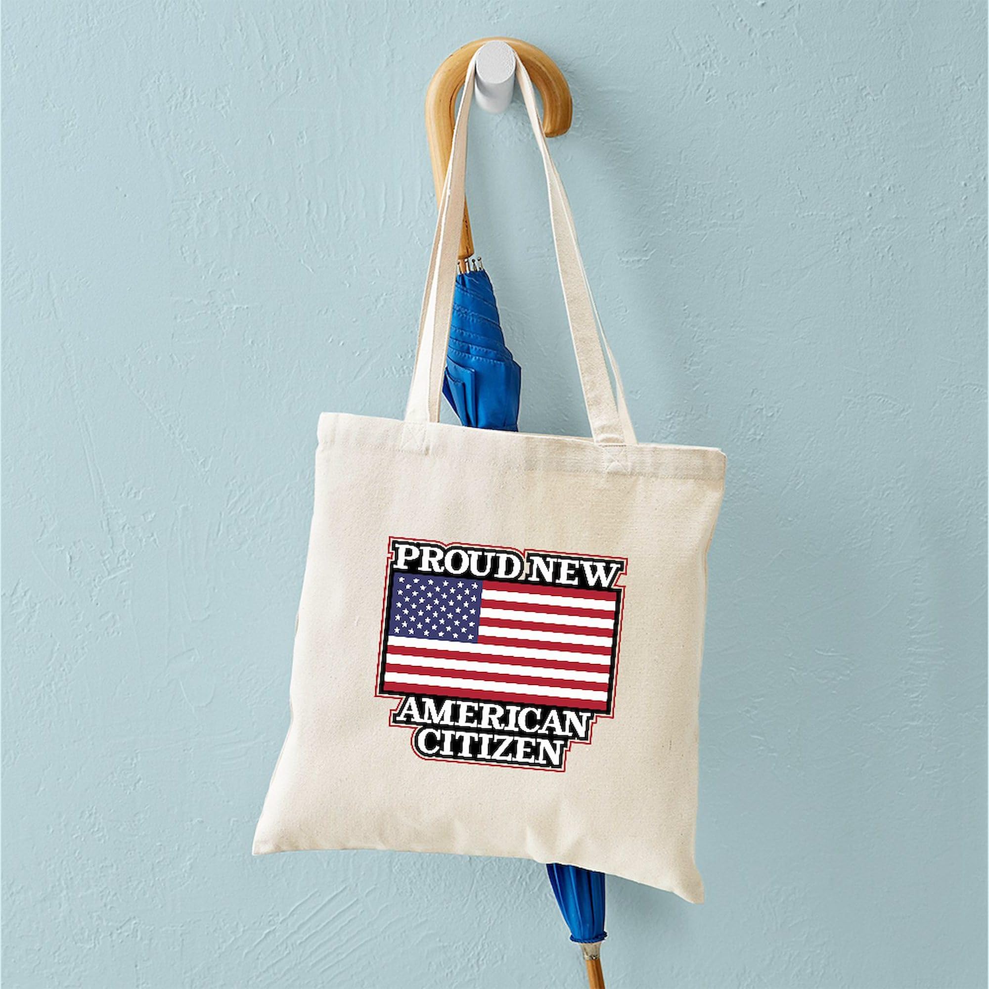 Proud New American Citizen Tote Bag - Natural Canvas Reusable Shopping Bag for Groceries, Beach & Everyday Use | Eco-Friendly & Durable