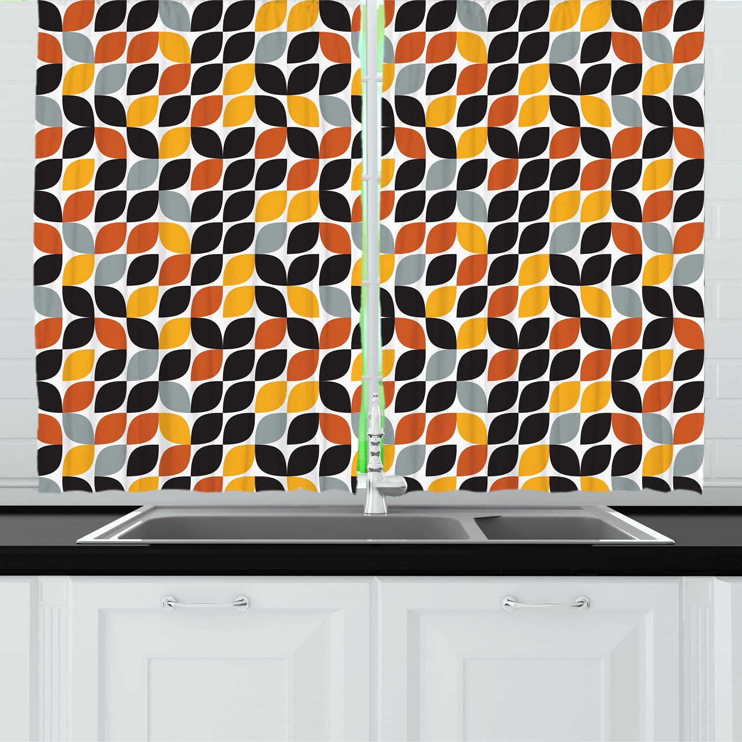 Ambesonne Autumn Leaf Print Kitchen Curtains - 55