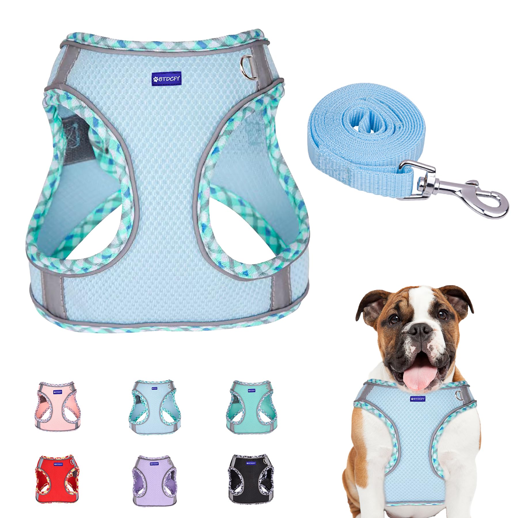 **Breathable Mesh Dog Harness & Leash Set - No Choke Reflective Escape Proof Vest for Small Medium Large Dogs - Lightweight Comfort for Walking, Hiking & Outdoor Adventures**
