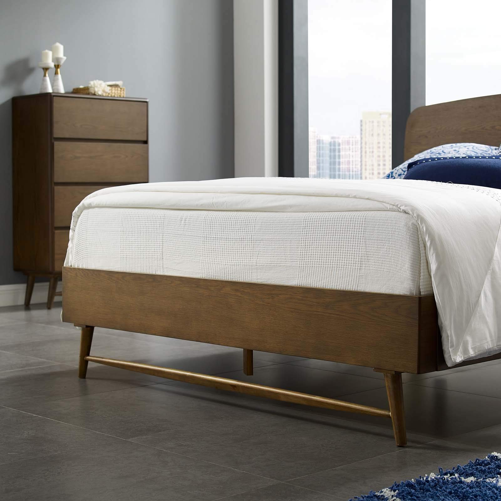 Modern Contemporary Urban Design Wooden Platform Bed Frame in Brown - Perfect for Minimalist and Scandinavian Style Bedrooms