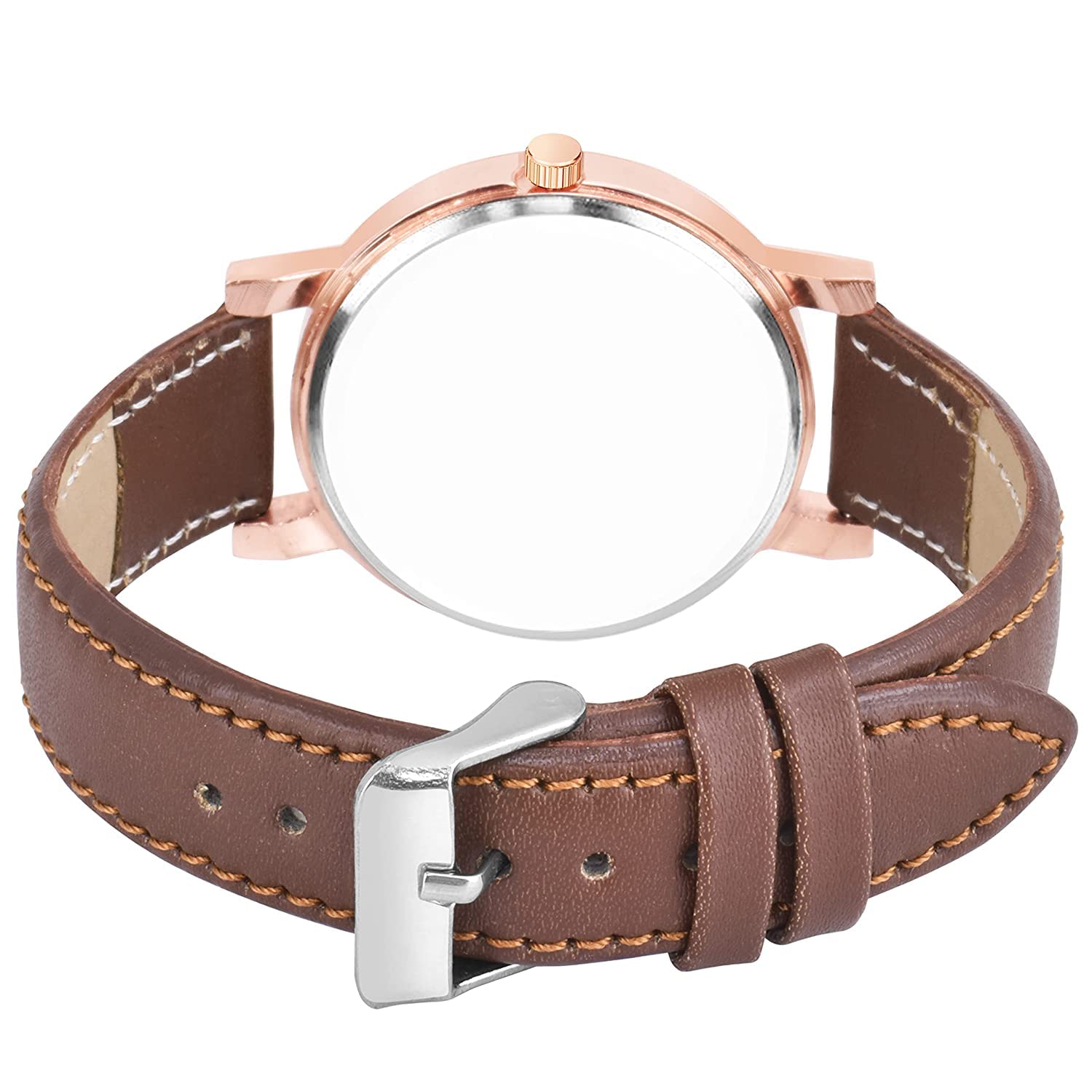 Elegant Floral Analog Watch for Women & Girls - Leather Strap Dress Watch with Flower Pattern Dial (Black & Brown, Set of 2) | Perfect for Daily Wear, Office, Dating & Special Occasions