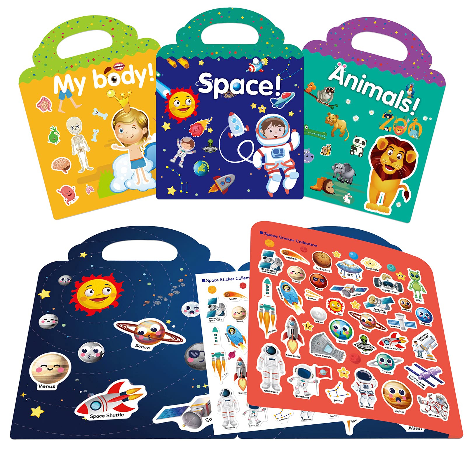 Reusable Sticker Books for Kids Ages 2-5 - Fun Learning Toys for Toddlers & Preschoolers | Perfect Gift for 2 3 4 5 Year Old Boys & Girls | Great for Travel, Birthday Parties & Quiet Playtime