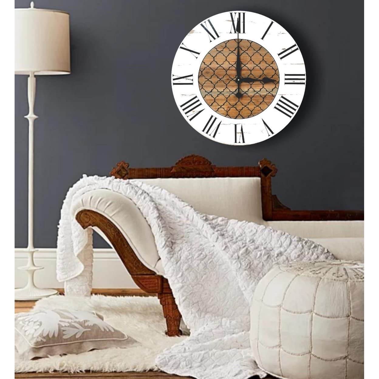 Avery Street Design Co The Delilah Farmhouse Wall Clock - Large Rustic Wooden Wall Clock for Living Room, Kitchen, Bedroom Decor - Farmhouse Style Home Decor - Perfect for Country, Vintage & Shabby Chic Interiors