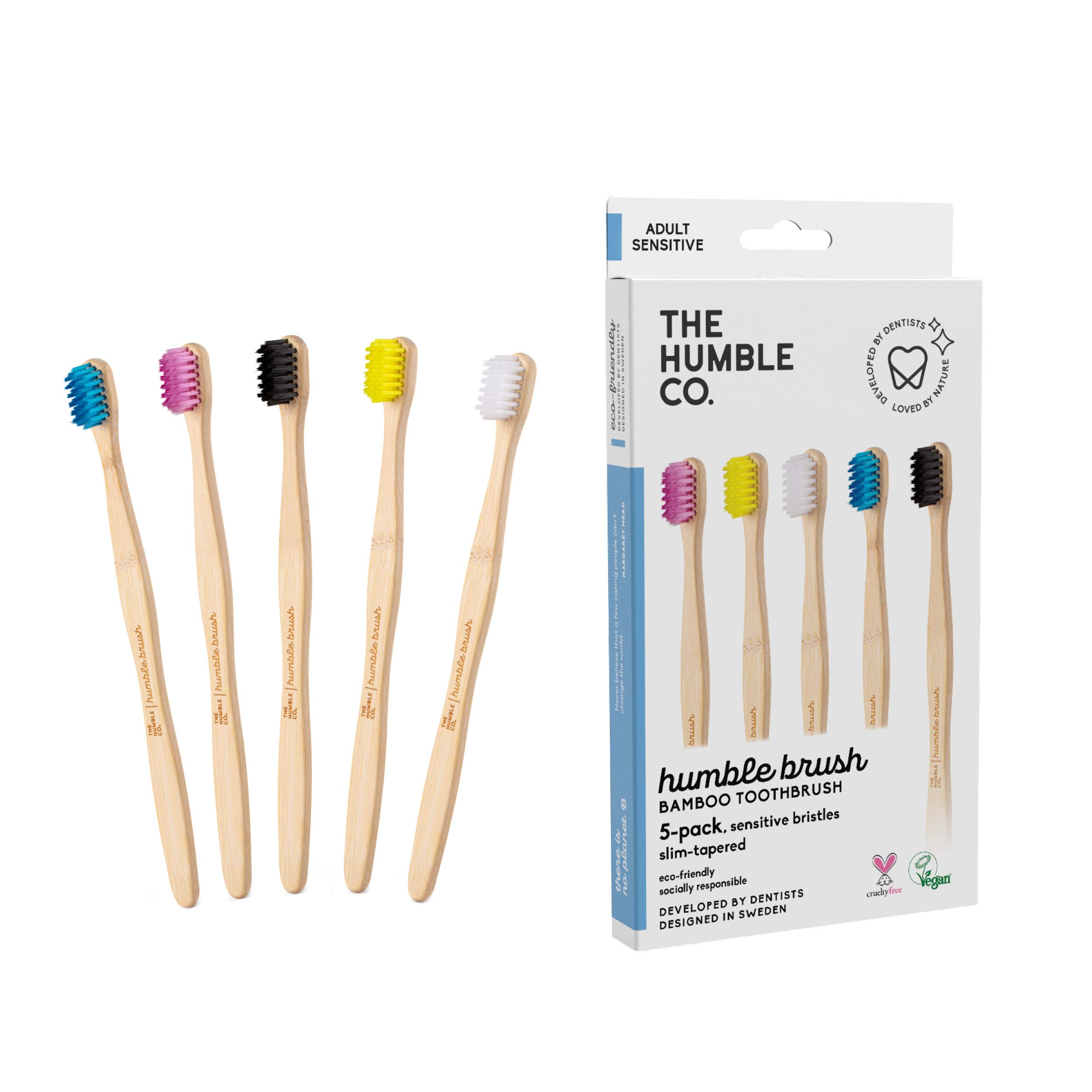 The Humble Co. Bamboo Toothbrushes (5 Pack) - Eco-Friendly BPA-Free Toothbrushes with Ultra Soft Bristles for Superior Oral Care, Dental Hygiene & Gum Health | Perfect for Travel, Home & Sustainable Living