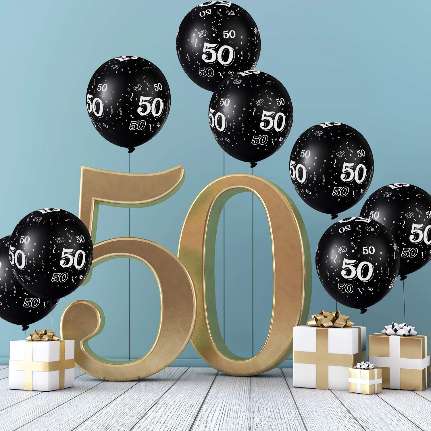 Gejoy 36-Pack Black 50th Birthday Balloons - 12 Inch Latex Party Decorations for Men & Women - Cheers to 50 Years Anniversary Celebration - Perfect for Milestone Parties, Retirement Celebrations & Golden Jubilee Events