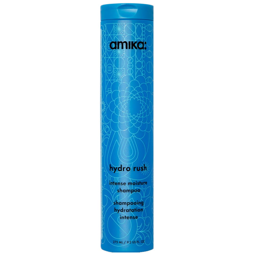Amika Hydro Rush Intense Moisture Shampoo for Dry & Damaged Hair - Sulfate Free Hydrating Shampoo with Argan Oil - Perfect for Color Treated & Curly Hair - Salon Quality Hair Care for Daily Moisture Boost