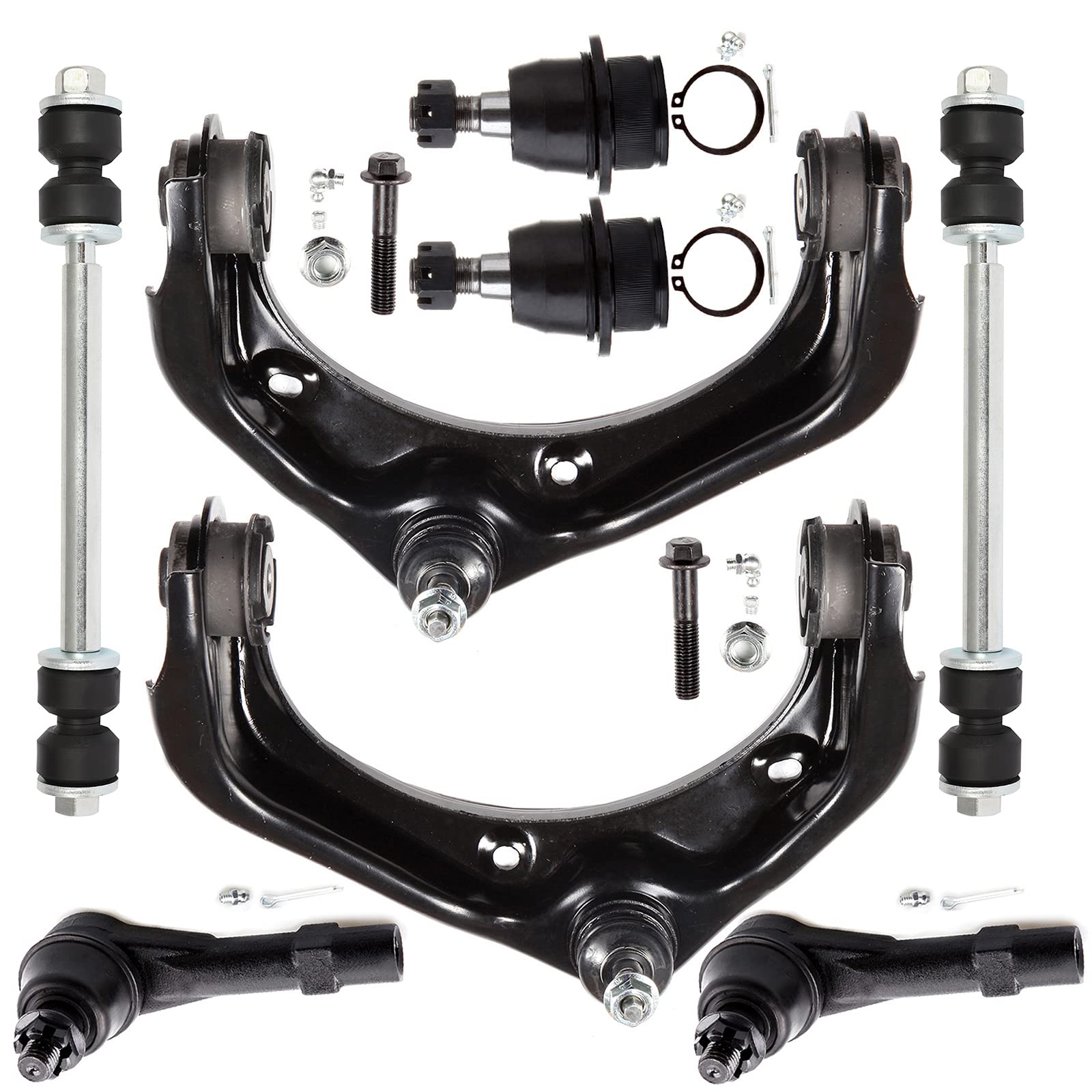 8-Piece Front Suspension Kit for Ford Explorer & Sport Trac - Upper Control Arms, Ball Joints, Outer Tie Rods & Sway Bar Links | Durable Replacement Parts for Smooth Ride & Off-Road Adventures