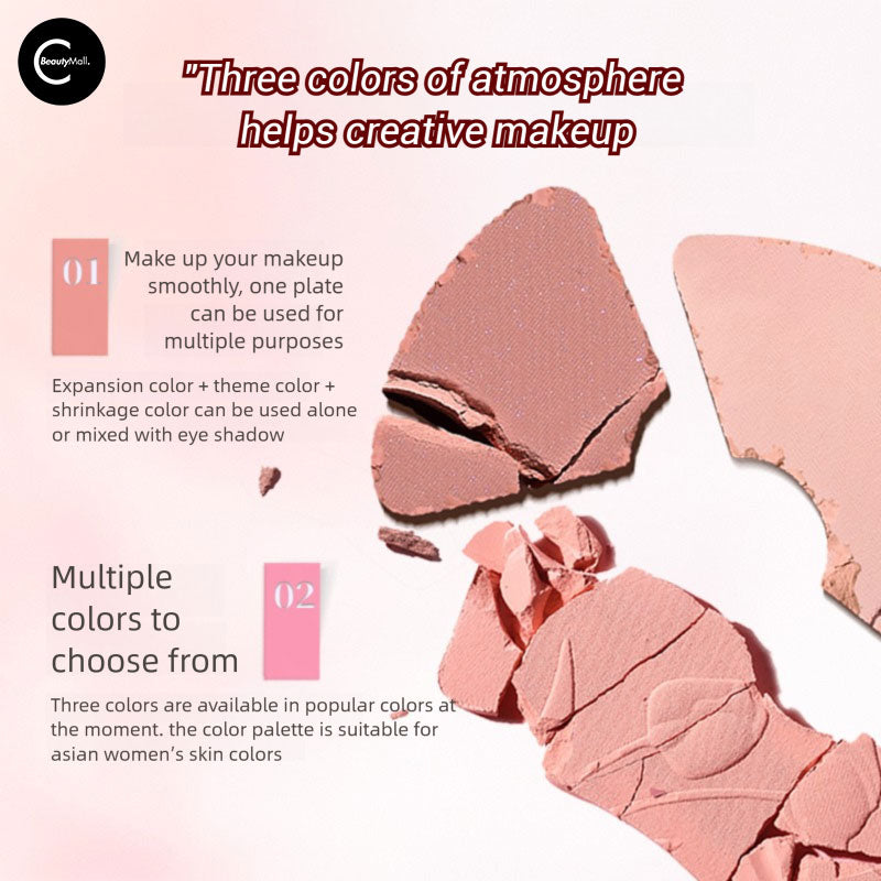 CCSHEER Grapefruit Blush Trio Palette - Natural Matte & Shimmer Cheek Makeup Set for Fair to Medium Skin Tones | Perfect for Everyday Wear, Date Night & Professional Makeup Looks
