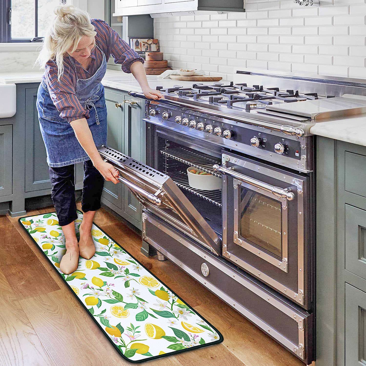 Non-Slip Washable Microfiber Kitchen Rugs Set of 2 - Absorbent Stain Resistant Floor Mats (17