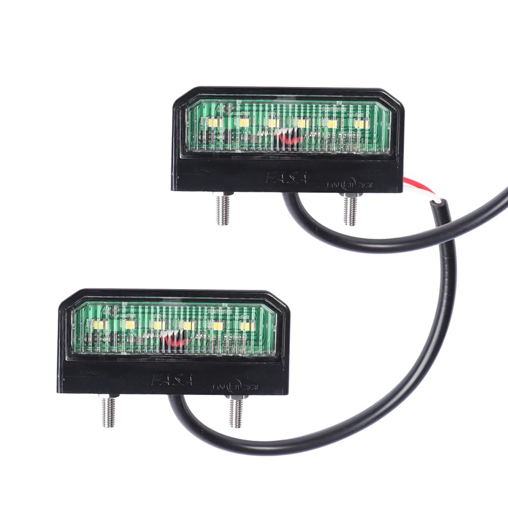 2Pcs Waterproof 6 LED License Plate Lights - 12-24V Trailer Tail Number Rear Lamps for Boat, Truck, Lorry, Caravans | Durable Lighting for Night Driving & Marine Use