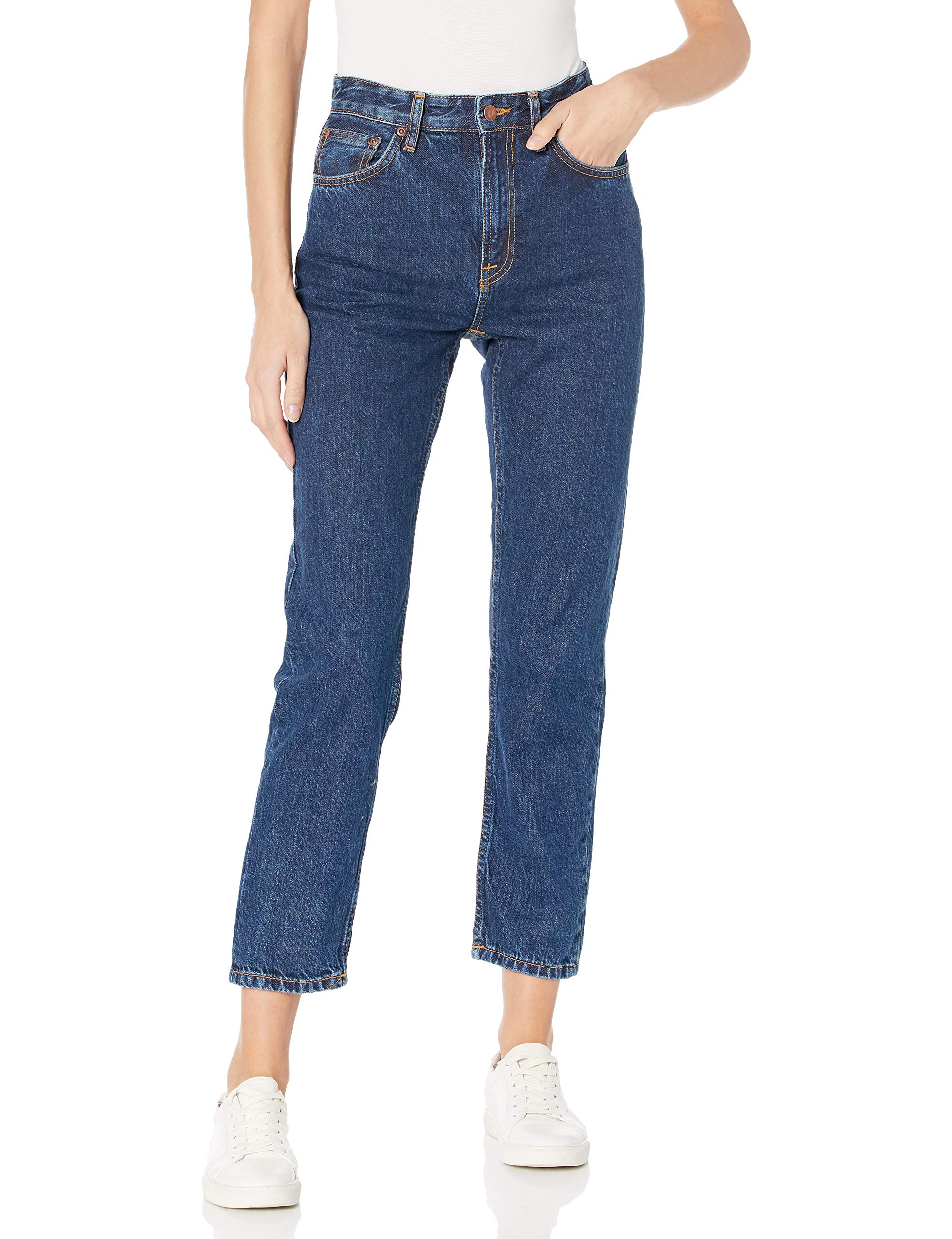 Nudie Jeans Women's Breezy Britt Dark Stellar High-Rise Skinny Jeans - Comfortable Stretch Denim Pants for Casual Wear & Everyday Outfits