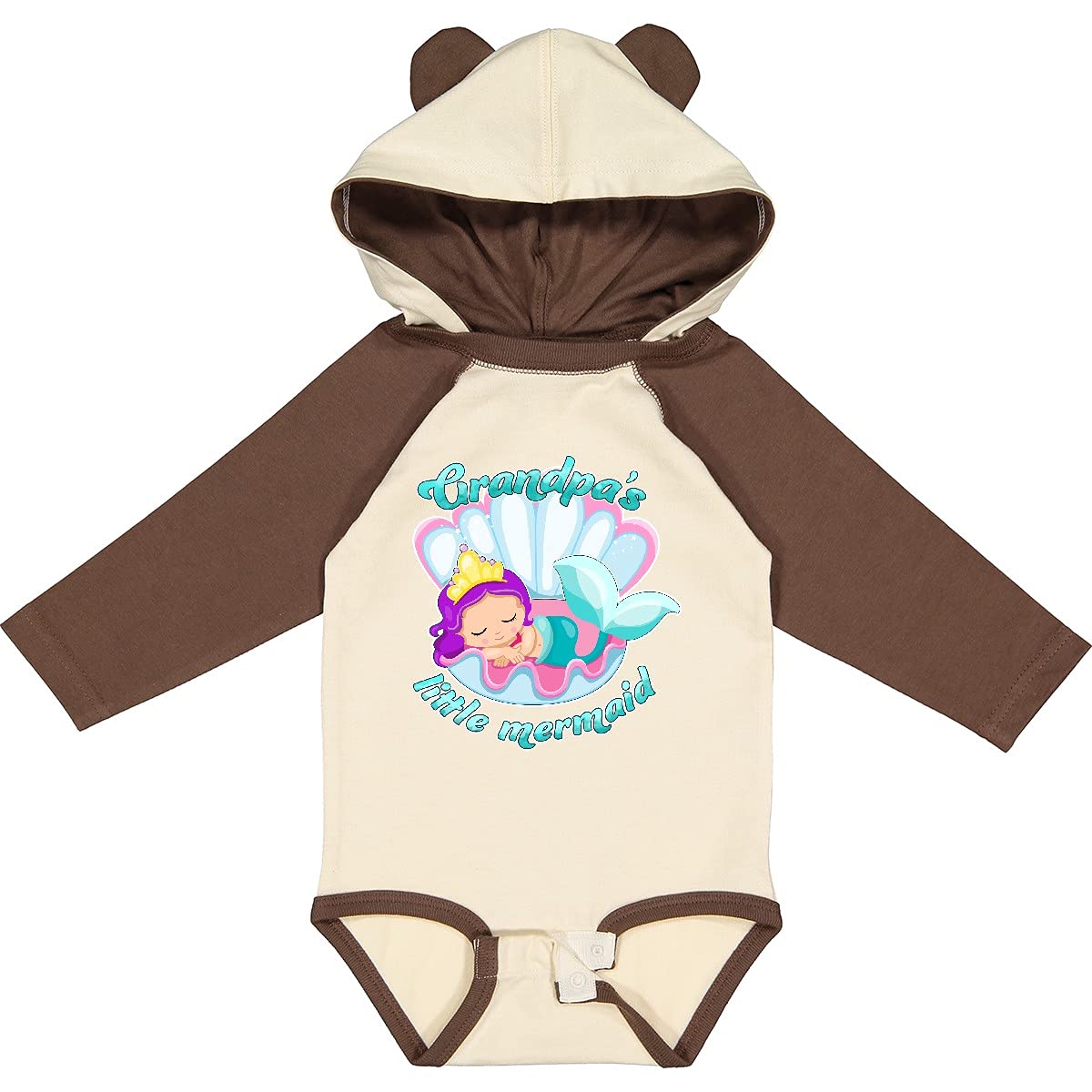 Inktastic Grandpa's Little Mermaid Long Sleeve Baby Bodysuit - Perfect for Newborn Photos, Family Outings & Disney-Themed Events