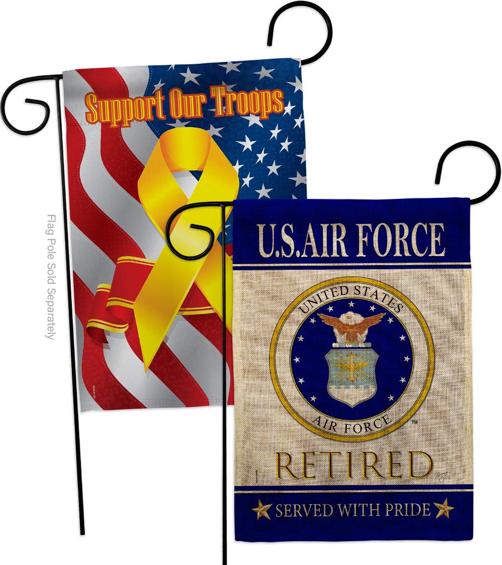 US Air Force Retired Burlap Garden Flags - Double-Sided 13x18.5 Inch Military Yard Banner for Armed Forces USAF Veterans - Perfect for Patriotic Home Decor, Front Yard Display & Supporting Our Troops