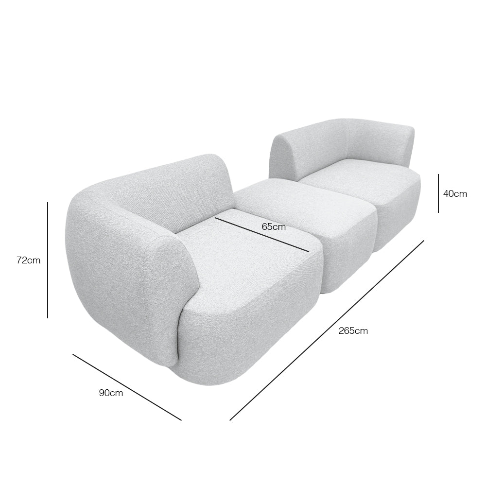 Pebble 4-Seater Sectional Sofa with Ottoman | EcoClean Fabric | Modern Living Room Furniture | Perfect for Small Spaces & Family Gatherings