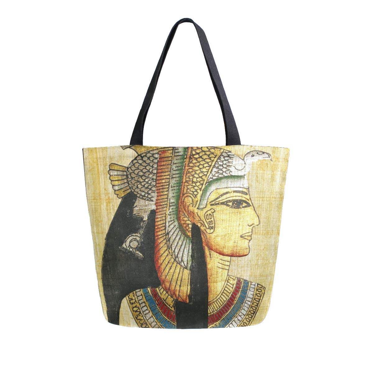 Vintage Egyptian Papyrus Canvas Tote Bag - Eco-Friendly Reusable Shopping Bag for Groceries, Books & Beach (Perfect for Farmers Market, Library & Travel Accessories)