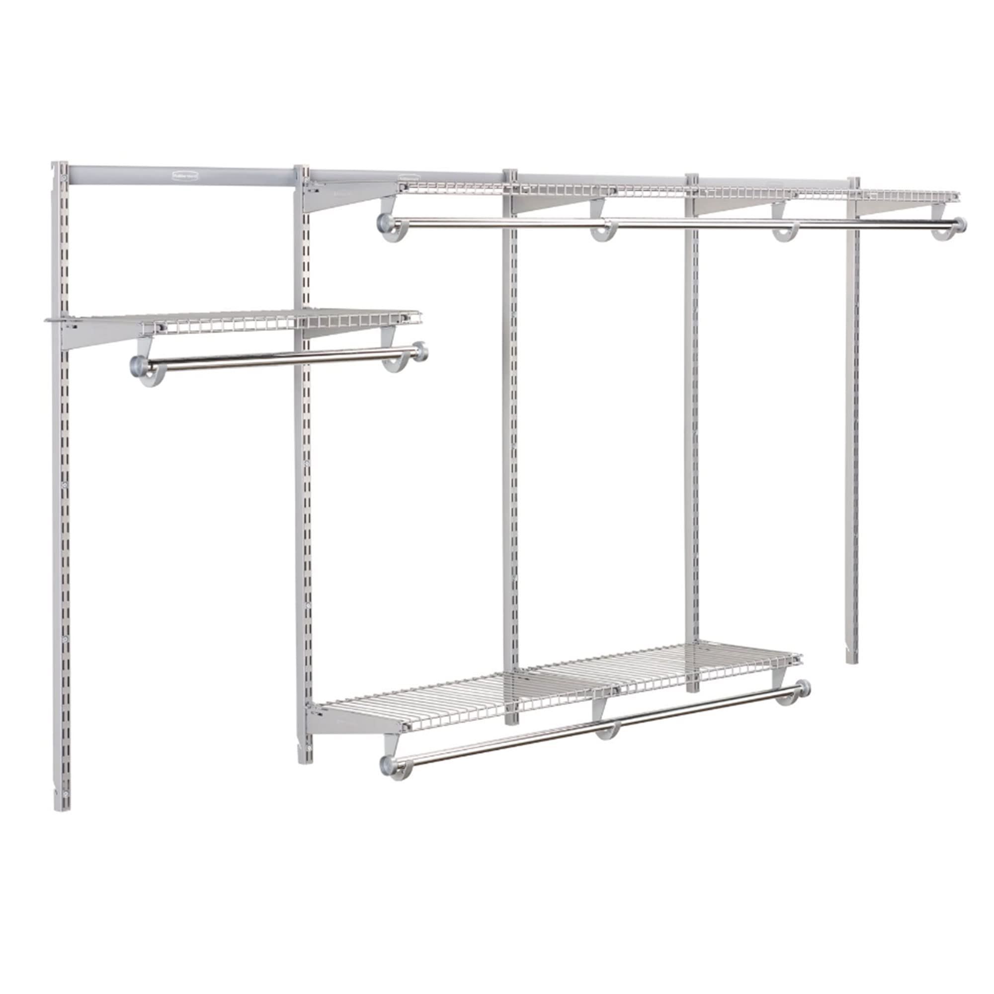 Rubbermaid Configurations Custom Closet Kit - 4-8 Ft Adjustable Metal Wire Shelving System with Titanium Finish | Expandable Storage Organizer for Home Closet, Pantry, Laundry & Mudroom | Perfect for Bedroom Organization, Garage Storage & Utility Room Solutions